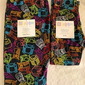 LulaRoe Mommy & Me matching black owl leggings set